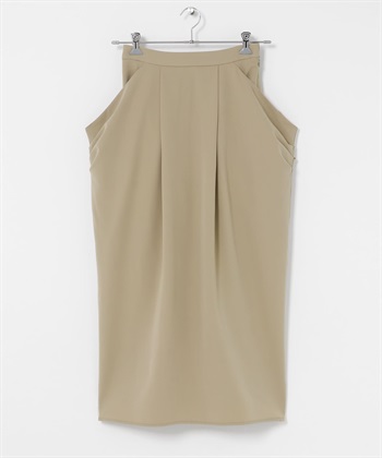 垂墜感打褶裙(膚色-one-BEIGE)