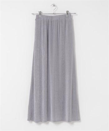 光澤感輕便長裙(灰色-one-GRAY)