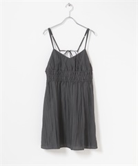 抽褶細肩帶迷你洋裝(炭灰色-one-CHARCOAL GRAY)
