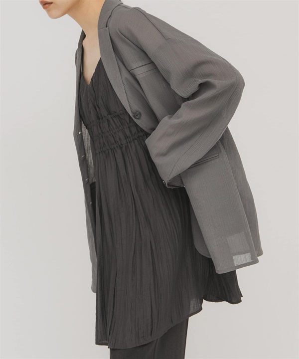 抽褶細肩帶迷你洋裝