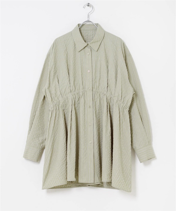 不對稱碎褶打褶迷你洋裝(淺卡其綠-one-其他綠色)