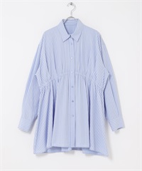 不對稱碎褶打褶迷你洋裝(淺藍色-one-其他藍色)