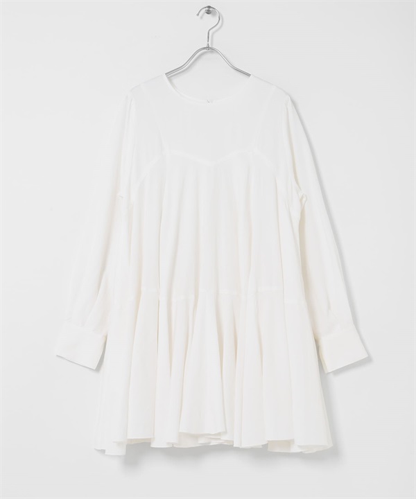 2WAY分量感下擺迷你洋裝(米色-one-OFF WHITE)