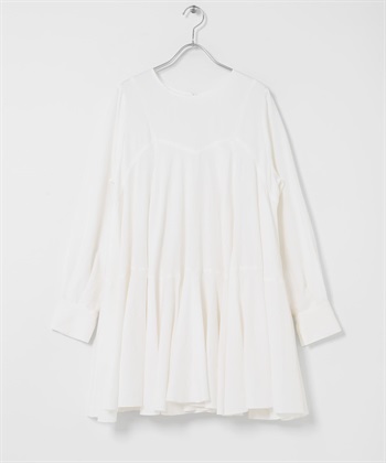 2WAY分量感下擺迷你洋裝(米色-one-OFF WHITE)