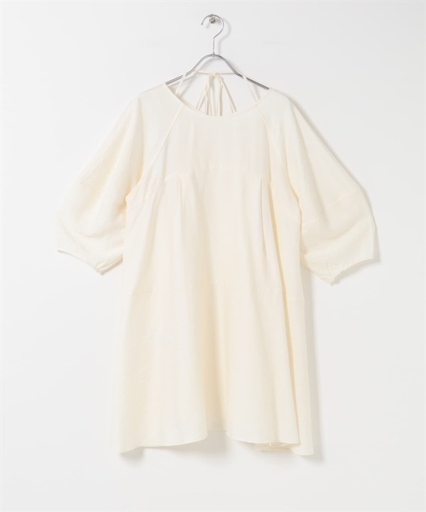 綁帶設計迷你洋裝(象牙白-one-IVORY)