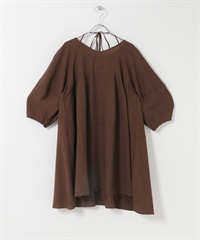 綁帶設計迷你洋裝(棕色-one-BROWN)