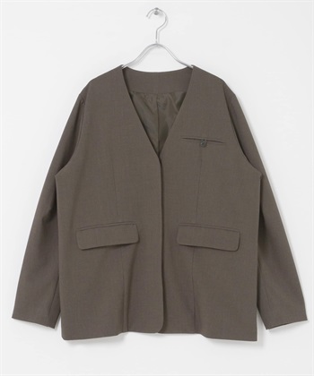 無領設計西裝外套(可成套搭配)(棕色-one-其他棕色)