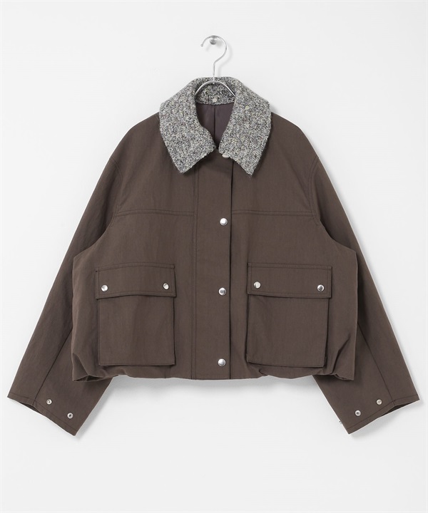 2WAY領片氣球夾克(棕色-one-BROWN)