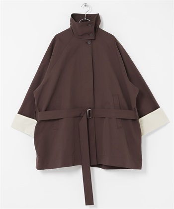 傘狀線條寬版大衣(棕色-one-BROWN)