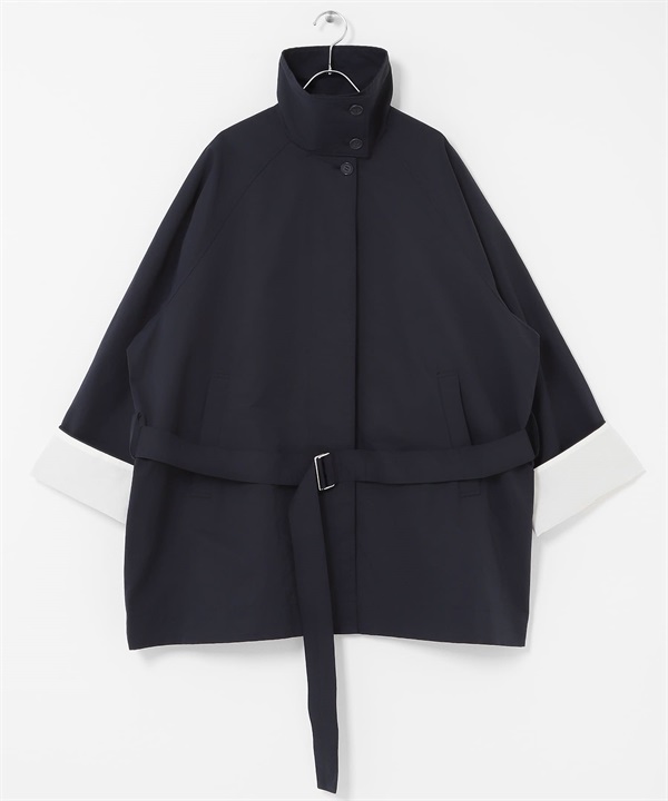 傘狀線條寬版大衣(藏青色-one-NAVY)