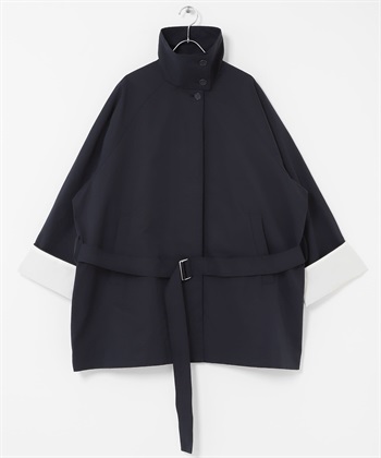 傘狀線條寬版大衣(藏青色-one-NAVY)
