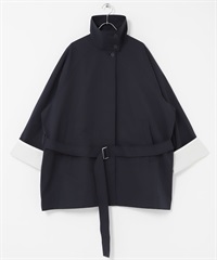 傘狀線條寬版大衣(藏青色-one-NAVY)
