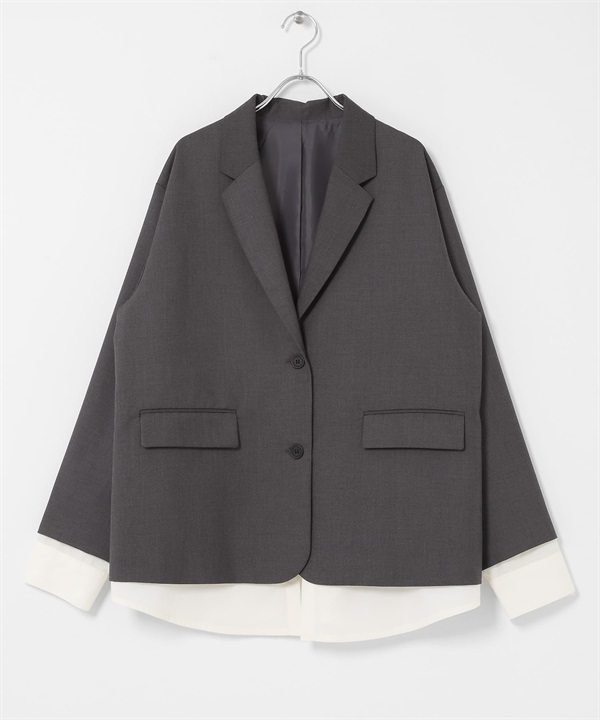 層次設計西裝外套(灰色-one-其他灰色)