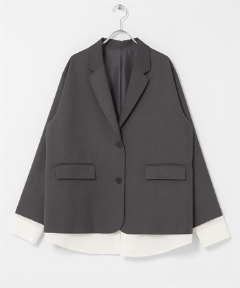 層次設計西裝外套(灰色-one-其他灰色)