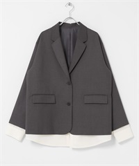 層次設計西裝外套(灰色-one-其他灰色)