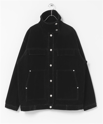高領牛仔外套(黑色-one-BLACK)