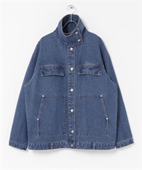 高領牛仔外套(藍色-one-BLUE)