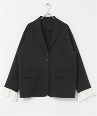 荷葉邊袖口西裝外套(可成套搭配)(炭灰色-one-CHARCOAL GRAY)