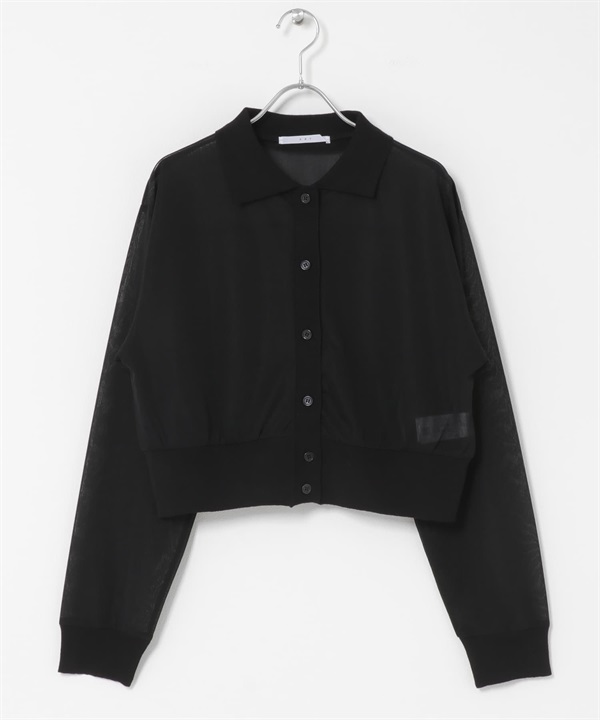 透膚襯衫開襟衫(黑色-one-BLACK)