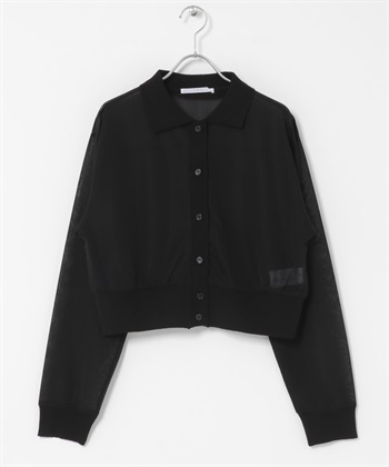 透膚襯衫開襟衫(黑色-one-BLACK)