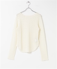 縮皺蕾絲上衣(象牙白-one-IVORY)