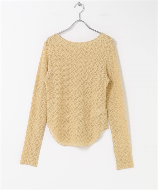 縮皺蕾絲上衣(膚色-one-BEIGE)