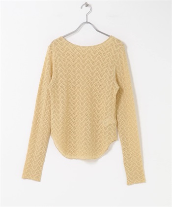 縮皺蕾絲上衣(膚色-one-BEIGE)