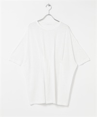 不對稱打褶橫紋T恤(米色-one-OFF WHITE)