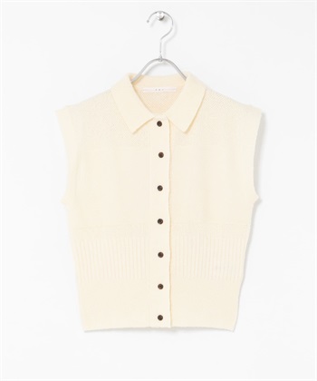 無袖針織襯衫(象牙白-one-IVORY)