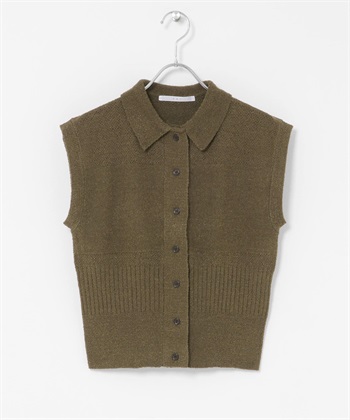 無袖針織襯衫(深橄欖綠-one-其他綠色)