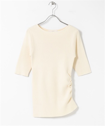 不對稱設計羅紋針織衫(象牙白-one-IVORY)