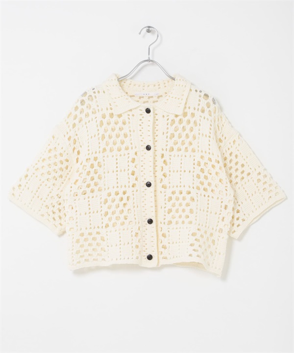 勾針編織襯衫(象牙白-one-IVORY)