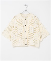 勾針編織襯衫(象牙白-one-IVORY)