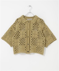 勾針編織襯衫(卡其綠-one-KHAKI)