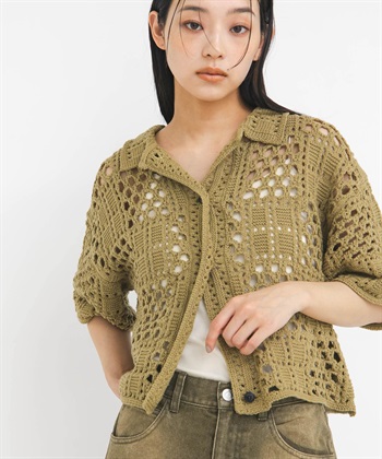 勾針編織襯衫