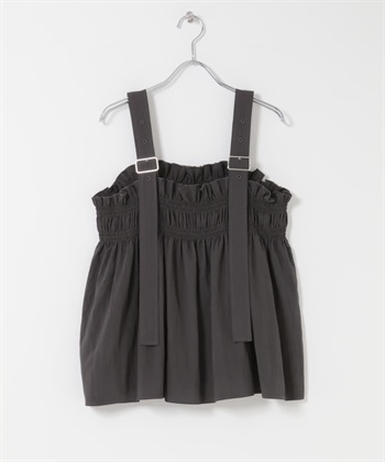 荷葉邊碎褶背心(炭灰色-one-CHARCOAL GRAY)