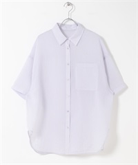 透膚直條紋寬版襯衫(淺薰衣草紫-one-其他紫色)