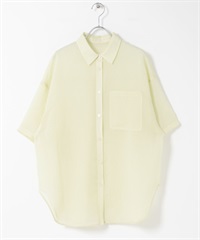 透膚直條紋寬版襯衫(黃色-one-其他黃色)