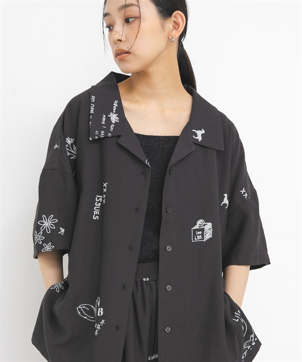 刺青圖案寬版襯衫