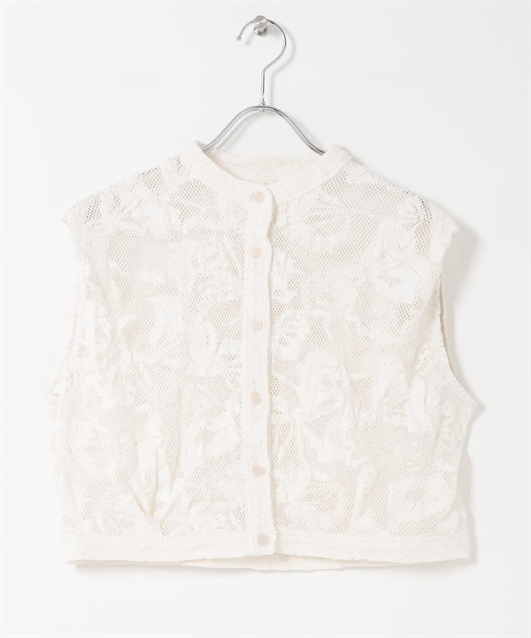 巴登蕾絲短版襯衫(象牙白-one-IVORY)