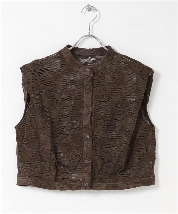 巴登蕾絲短版襯衫(棕色-one-BROWN)