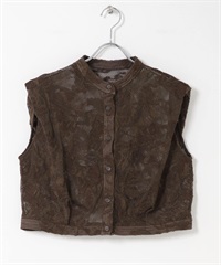 巴登蕾絲短版襯衫(棕色-one-BROWN)