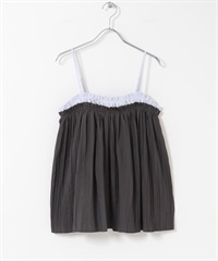 配色縐縮細肩帶背心(炭灰色x藍色-one-其他灰色)