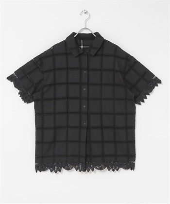 鏤空蕾絲刺繡襯衫(黑色-one-BLACK)