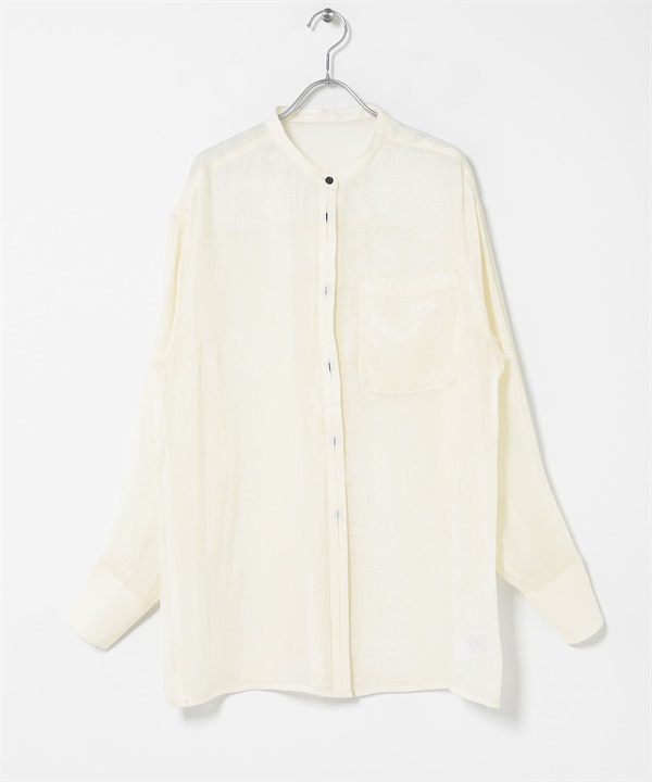 光澤感透膚襯衫(象牙白-one-IVORY)