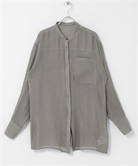 光澤感透膚襯衫(灰色-one-其他灰色)