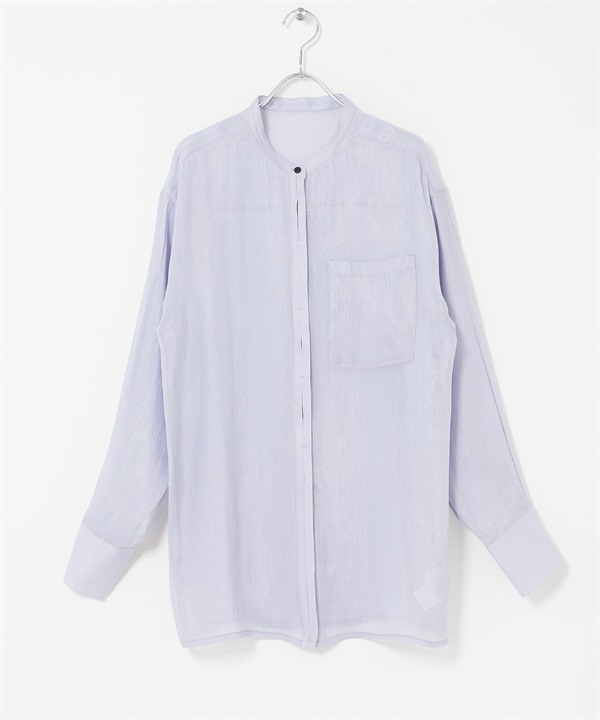 光澤感透膚襯衫(藍色-one-BLUE)