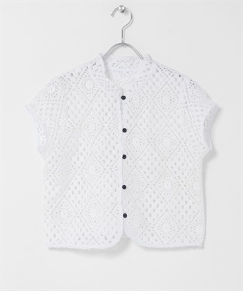 短版蕾絲罩衫(米色-one-OFF WHITE)