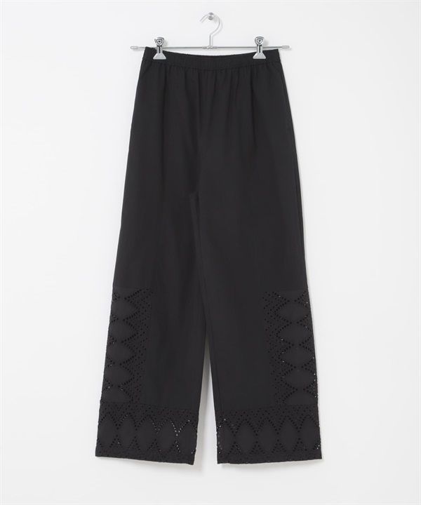 蕾絲拼接長褲(黑色-one-BLACK)