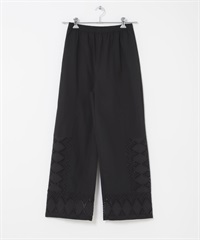蕾絲拼接長褲(黑色-one-BLACK)
